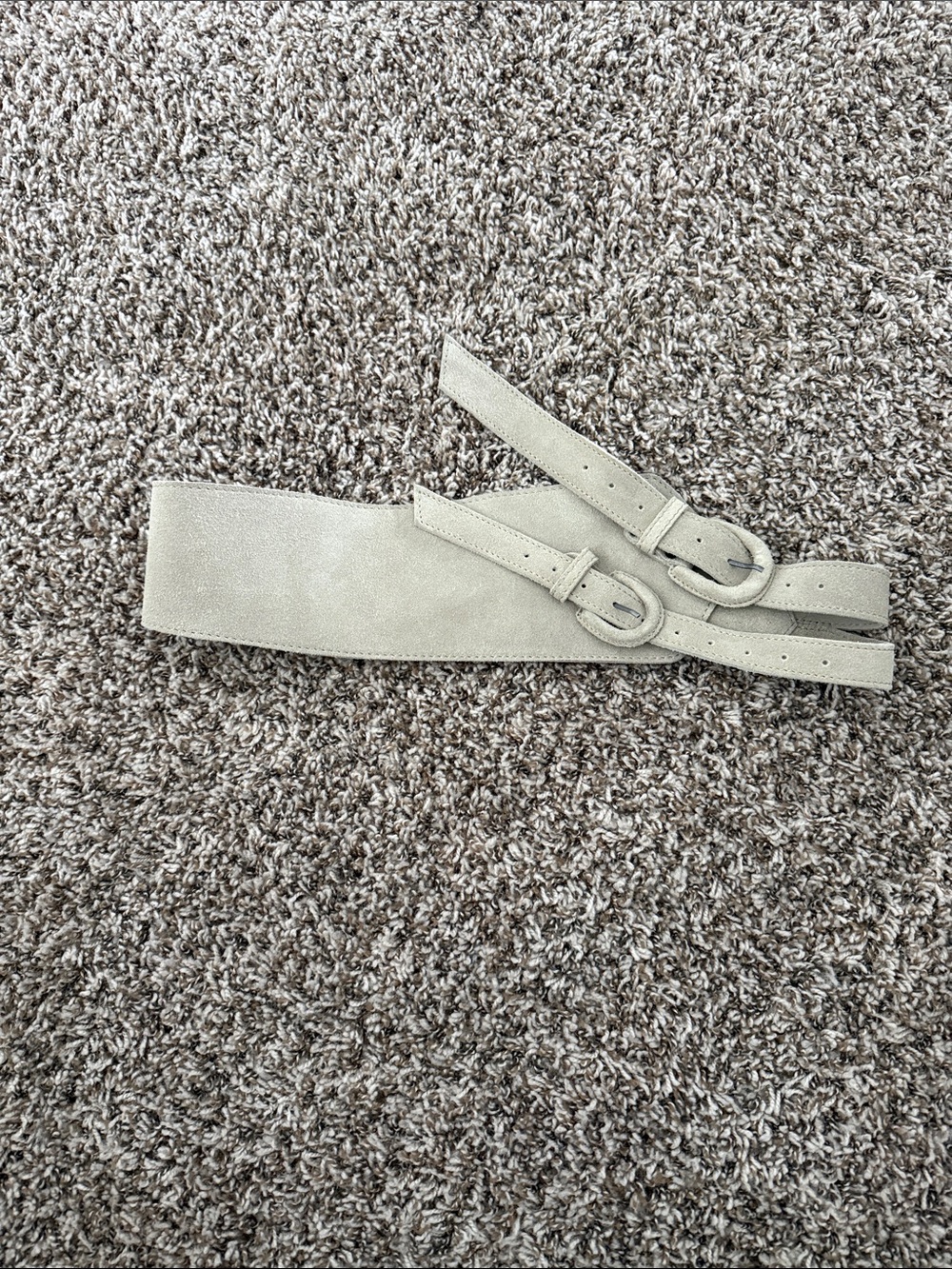 Free People Double Buckle Suede Waist Belt in Taupe